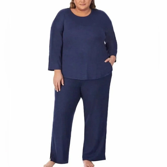 Midnight Carole Hochman Womens' Ribbed 2-piece Lounge Set / Pjs - Picture 1 of 10